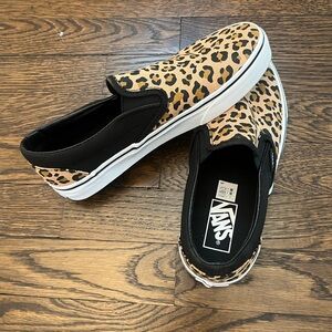 Vans Leopard Print Slip-On Sneakers